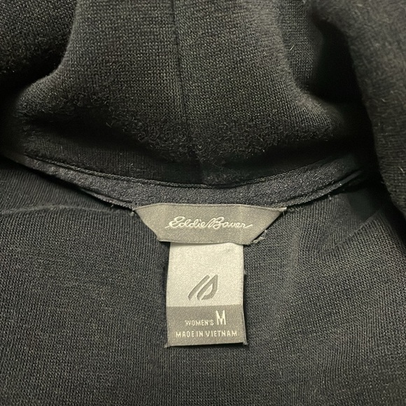 Eddie Bauer Turtleneck Mock Sweatshirt Fleece Lined Pouch Pocket Tulip Hem Black - Picture 11 of 14